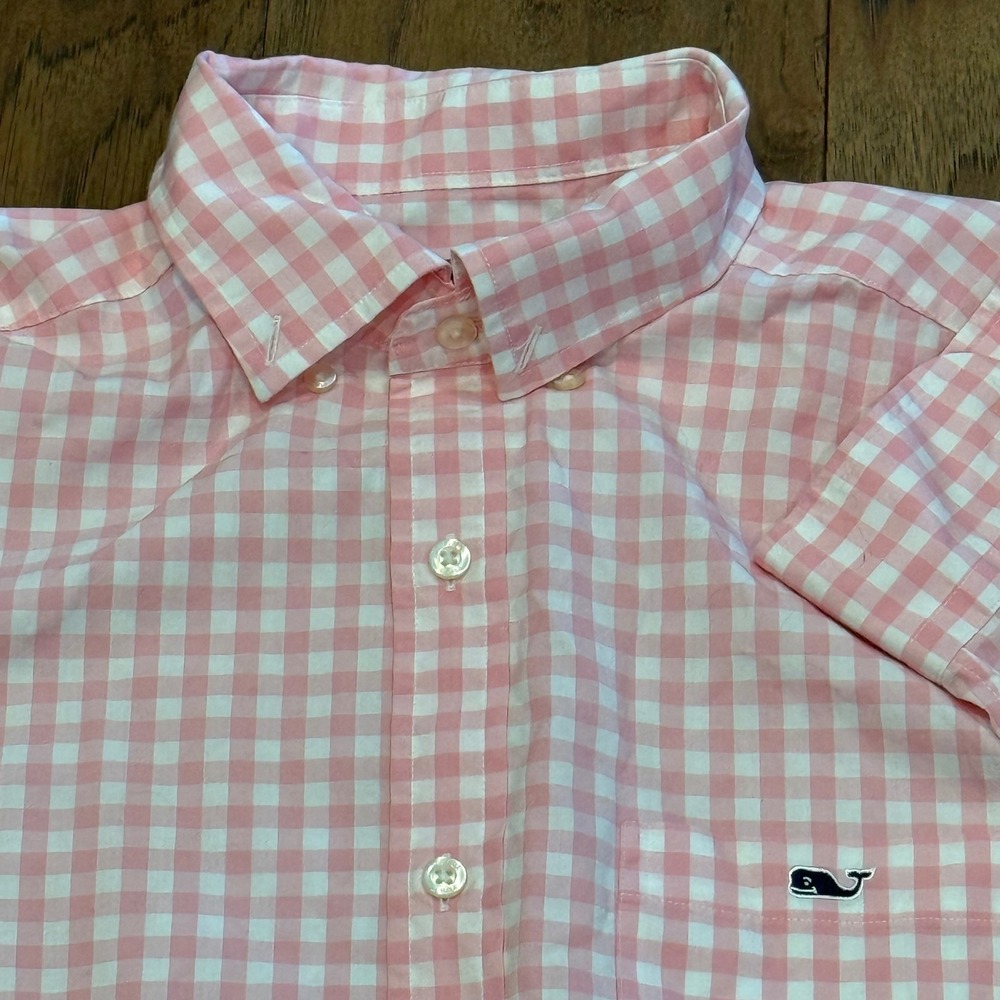 Vineyard Vines Mens Classic Fit Tucker Shirt Pink White Gingham Cotton Small